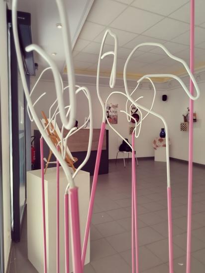 « Flamants roses et tortue » 